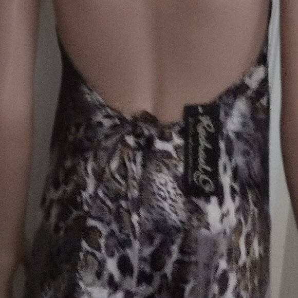 Rachael G. Satin Animal Print Summer Dress, Size M - Picture 8 of 14